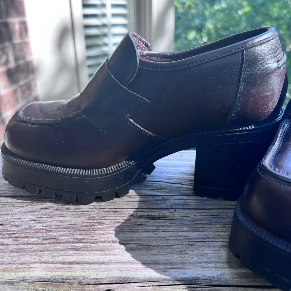 Aldo vintage platform Loafers Chunky Lug Size 37 70's Grunge Y2K Goth Bratz